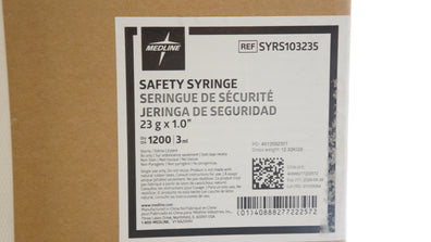 Medline SYRS103235 Safety Syringe 23G x 1.0inch, 3ml - Case of 1200